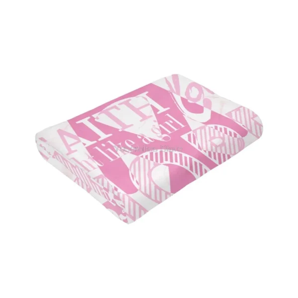 A pink and white Soft Throw Fleece Blanket.