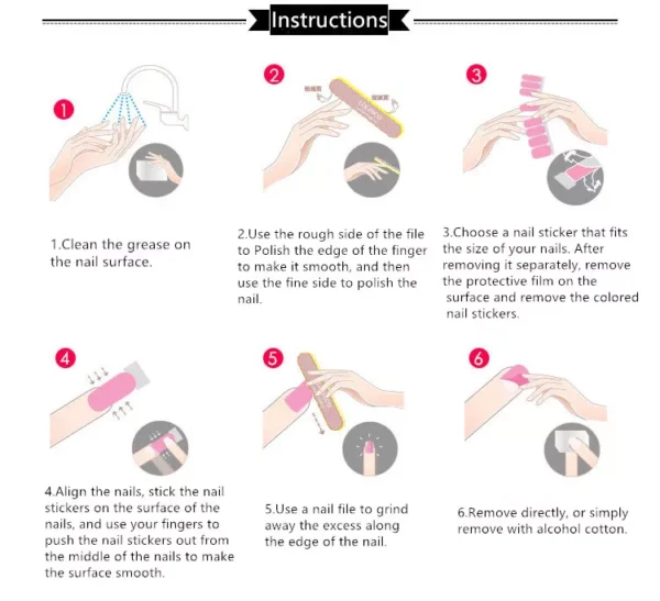 Instructions on how to make Breast Cancer Series Nail Art.