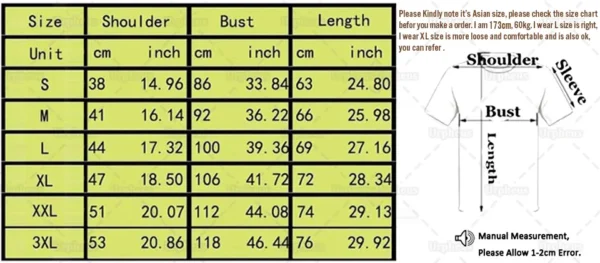 Pink Ribbon Tree T Shirt size chart