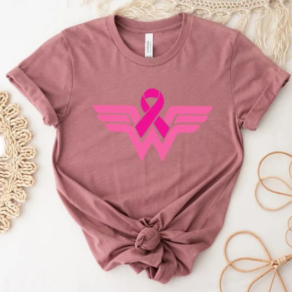 Superhero breast cancer awareness tee.