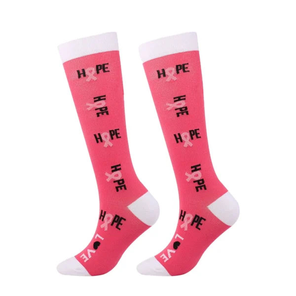 A pair of Unisex Socks with the word hope on them.