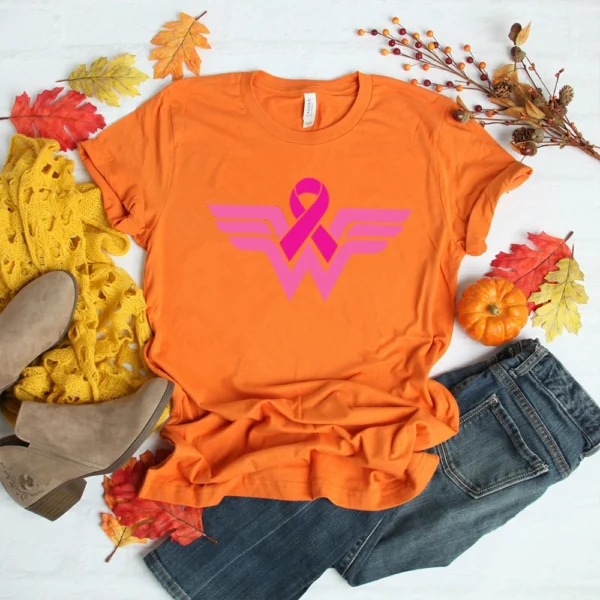 Superhero breast cancer awareness tee.