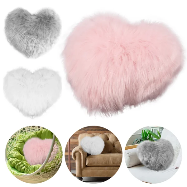 A collage of different Soft Plush Heart Shaped Pillows.