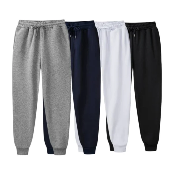 Four pairs of Men's Sweat Pants in different colors.